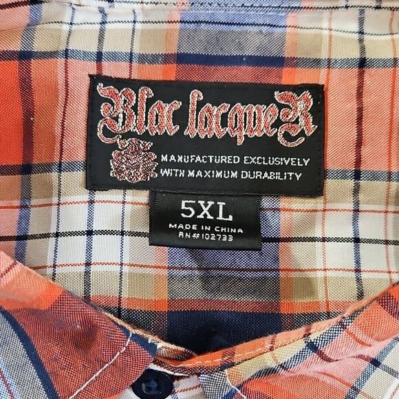 Blac Lacquer Men's 5XL Red Blue Plaid Long Sleeve Button EUC Workwear Streetwear - Picture 7 of 15